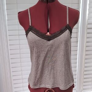 Vintage Y2K Cute Chocolate Brown Grunge Coquette Fairy Babydoll Lace Cami Top